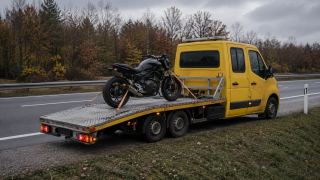Motocykl przygotowany do transportu – Piaseczno